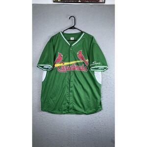 St Louis Cardinals Jersey Mens XL Green MLB Baseball Cooper Tires Sponsor
